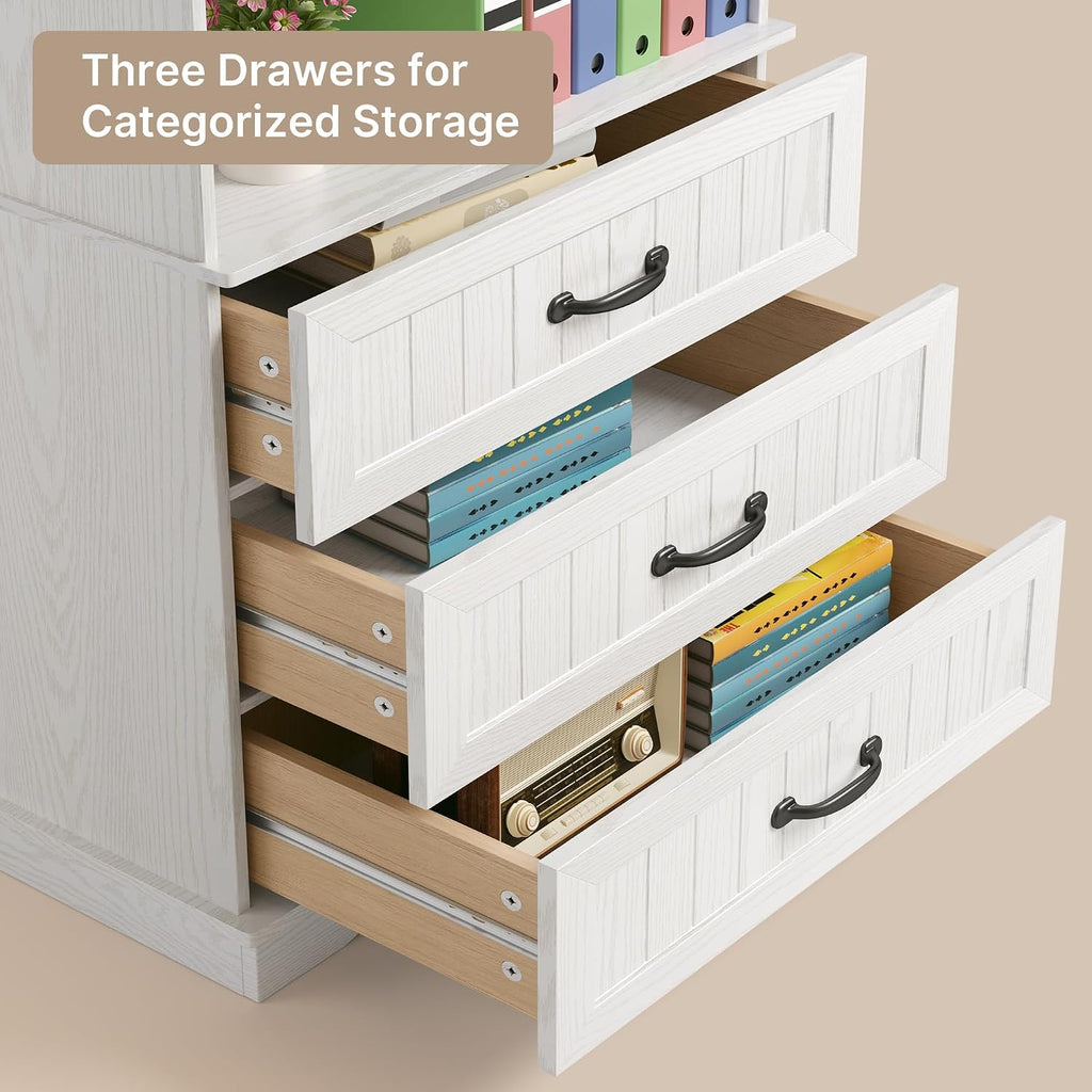 Gizoon 70'' Tall Bookcase Set of 2 with 3 Drawersï¼White
