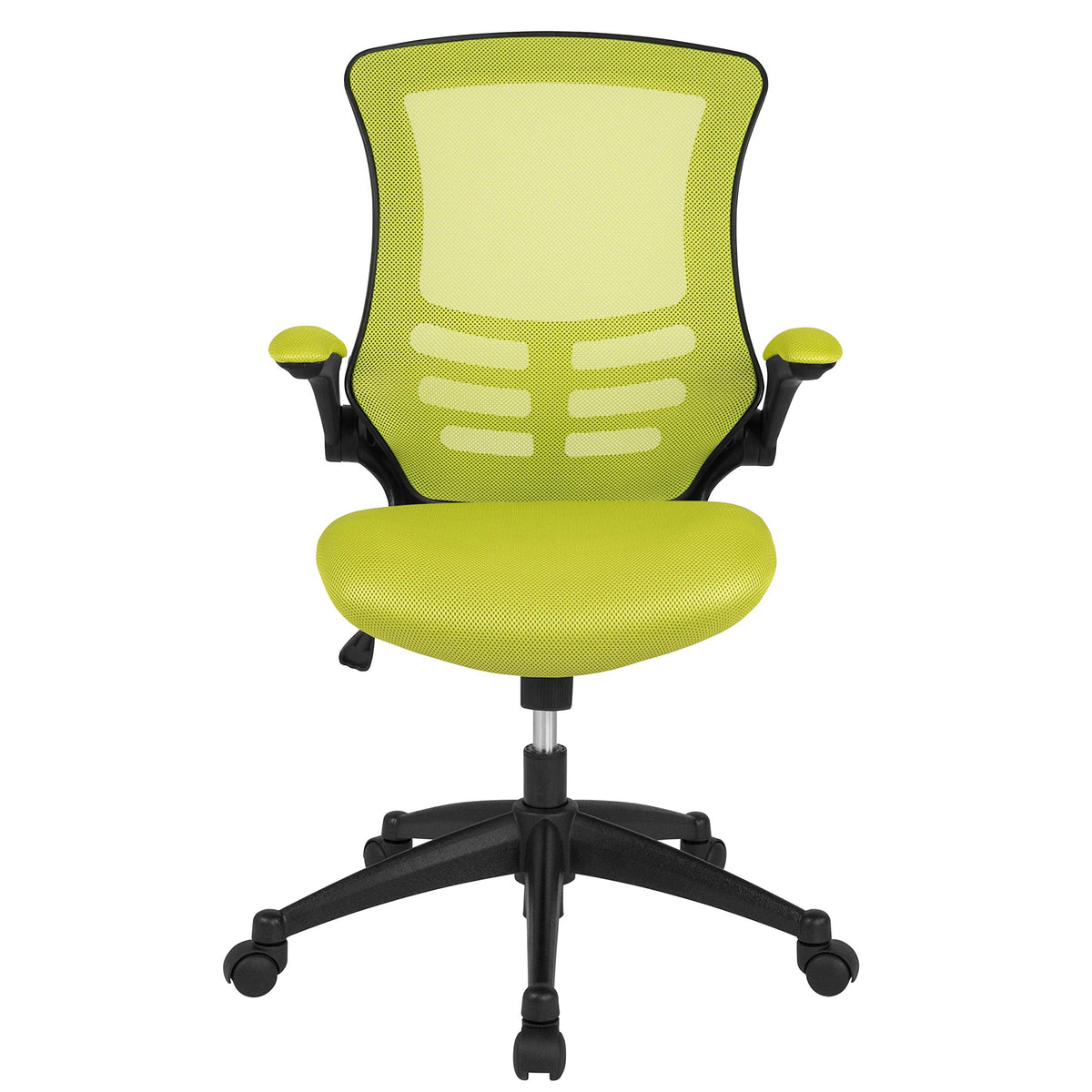Flash Furniture Set of 4 Mid-Back Swivel Ergonomic Task Office Chairs with Flip-Up Arms, Black Mesh