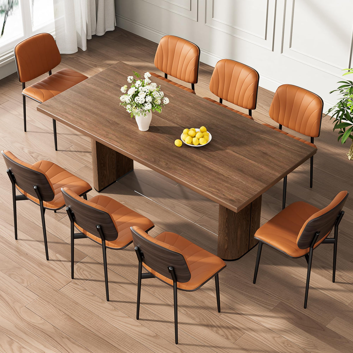 REONEY Dining Chairs Set of 4, Mid-Century Modern Kitchen Chairs, Black