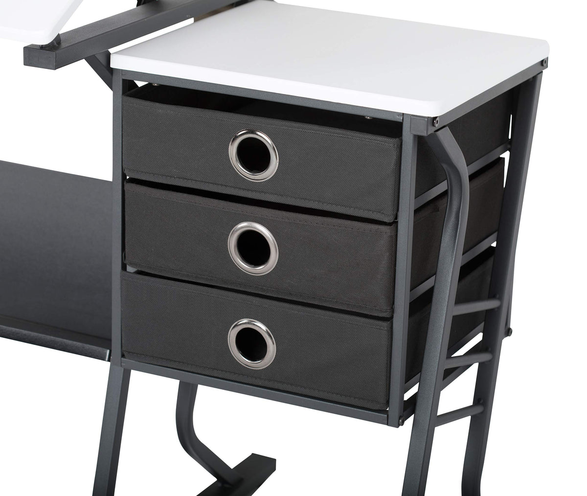 2 Piece Eclipse Ultra Center/Drawing Table with Stool, Angle Adjustable Top, Storage Shelves, and Drawers