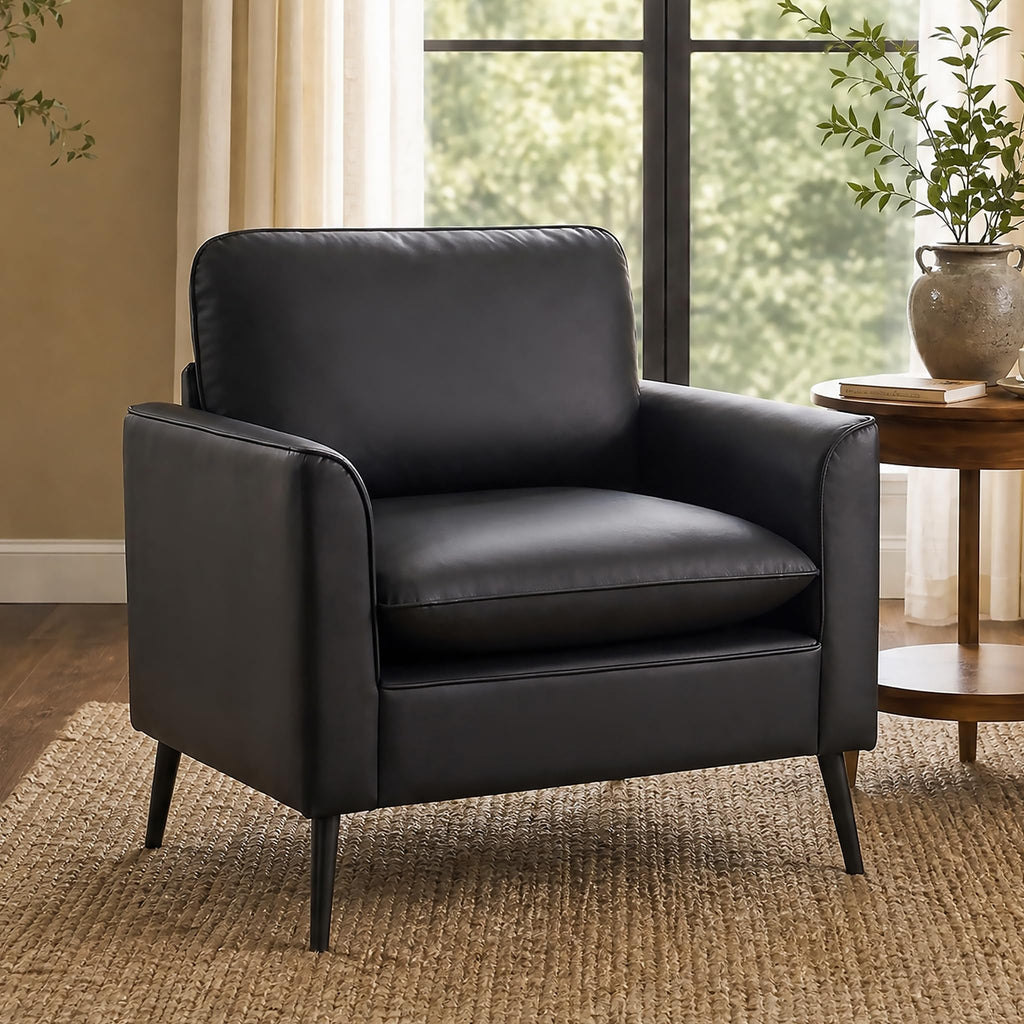 TYBOATLE Accent Chairs Set of 2, Faux Leather Arm Chairs (Grey, 2)