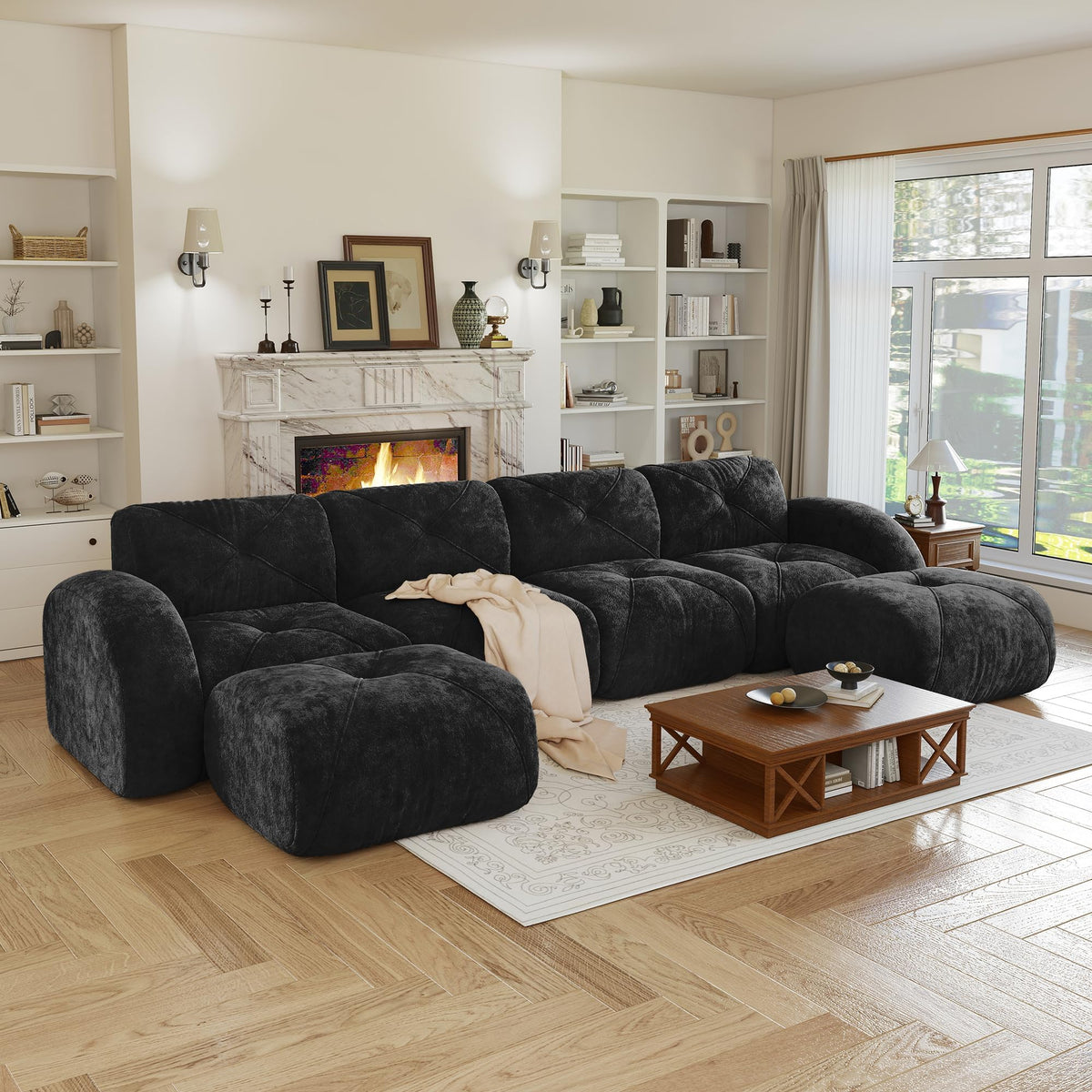 80" Sectional Modular Cloud Couch, Boneless Couch, Loveseat Red