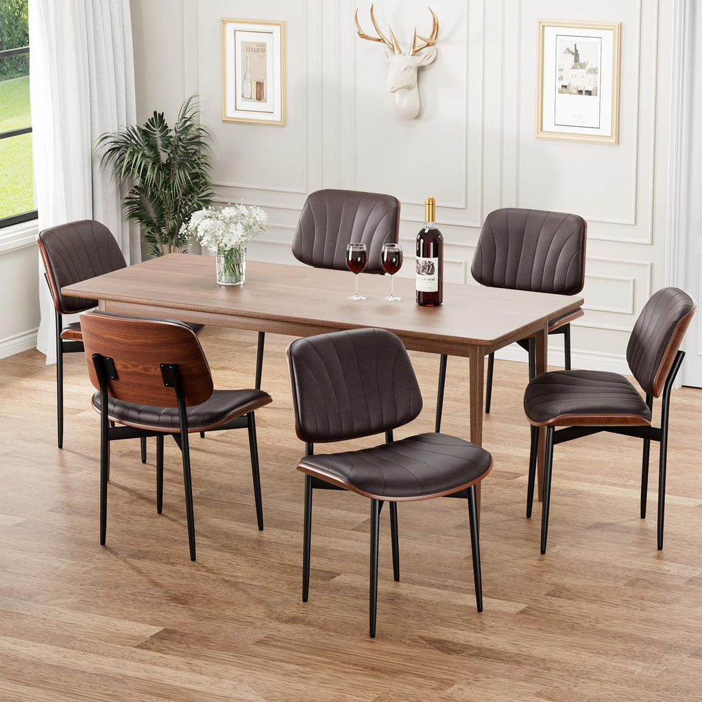 REONEY Dining Chairs Set of 4, Mid-Century Modern Kitchen Chairs, Black