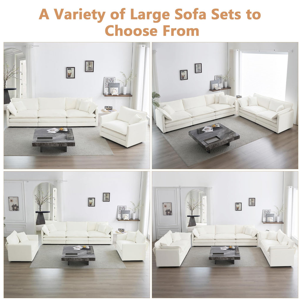 mikibama Luxury 2 Piece Loveseat Couch & Sofa Armchair Set, Modern Upholstered Chenille Cloud Couches Set Furniture with 5 Pillow for Living Room Bedroom Office Apartment, Evergreen