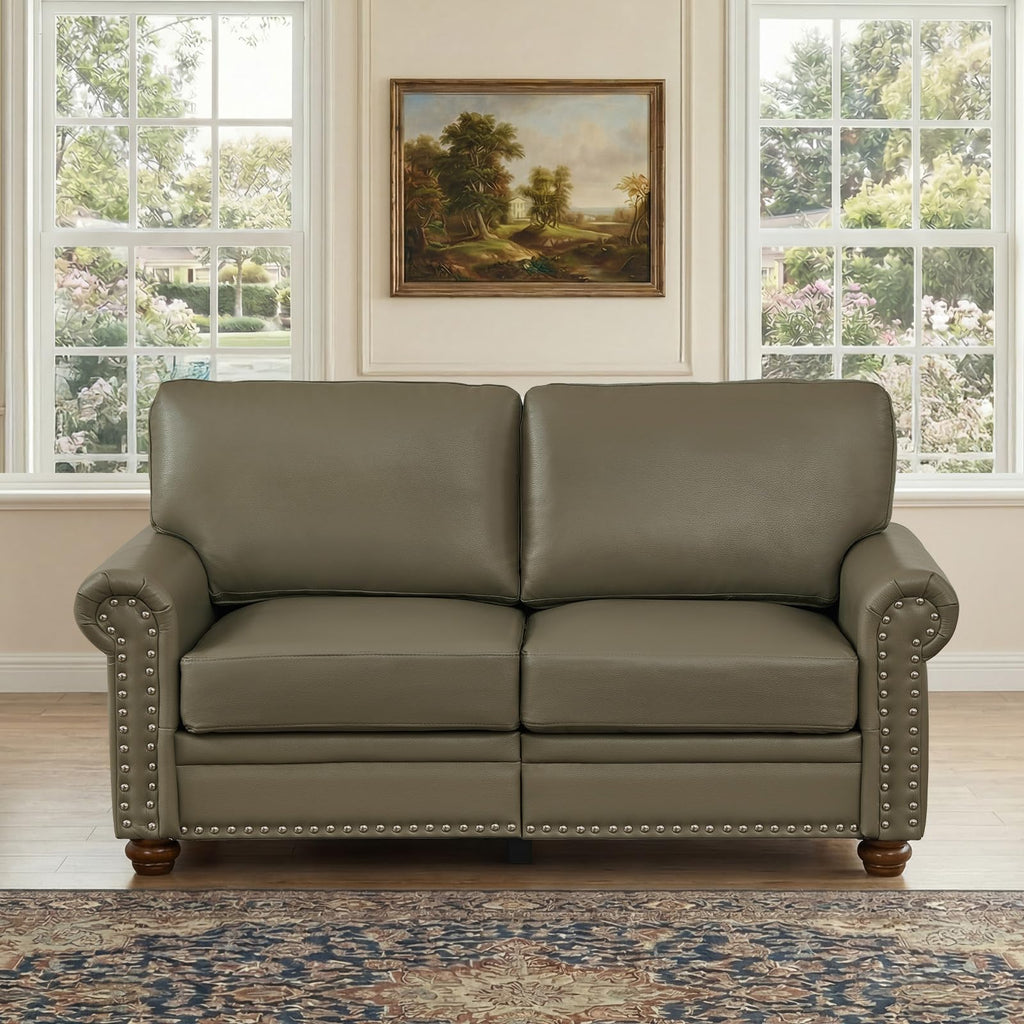 2 Piece Couch Sets for Living Room,Mid Century Modern Couch with Storage Nailhead Trim & Rolled Armrests,Deep Seat Comfy Couch,Furniture Set for Living Room,Bedroom,Office(Navy Blue,Loveseat+3 Seater)