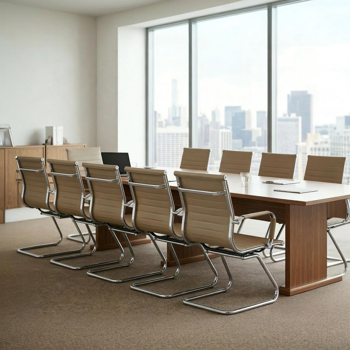 Reception Chairs Leather Conference Guest Chair Heavy Duty Back Support Office Chair, Set of 2 (Navy)