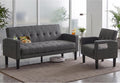 2 Piece Dark Grey Fabric Linen Mid Century Modern Living Room Sofa Set