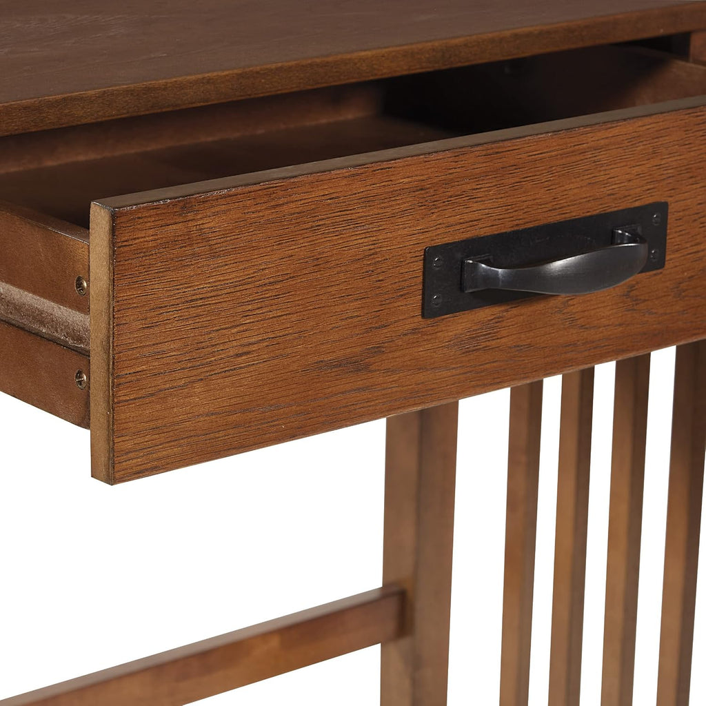OSP Home Furnishings Sierra Writing Desk with Pull-Out Drawer and Mission Style Side Panels, Ash Brown