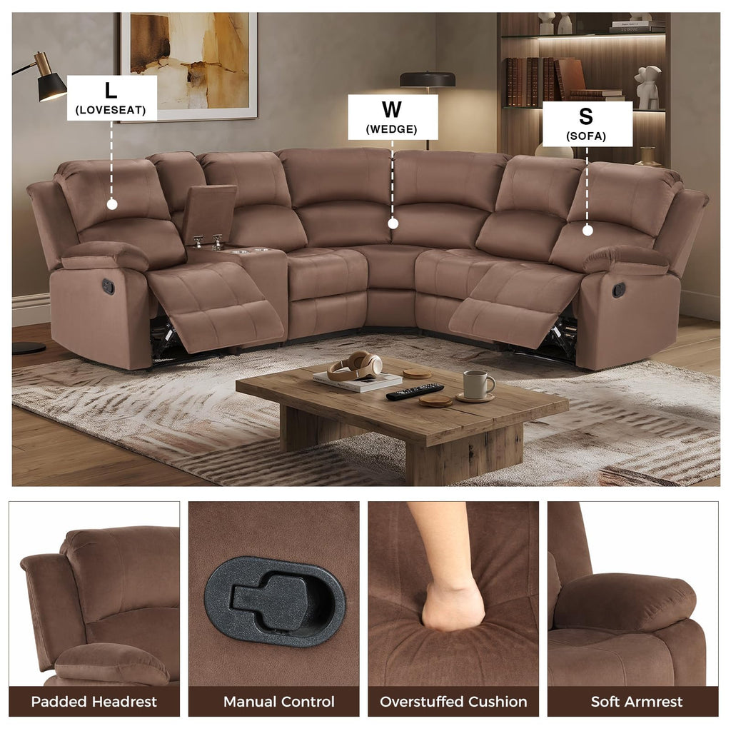 EBELLO Manual Faux Leather Reclining Couch Set for Living Room, Include 1 Recliner Chair, 1 Loveseat Sofa, Recliner Sofa Furniture Set for Home and Office, Black