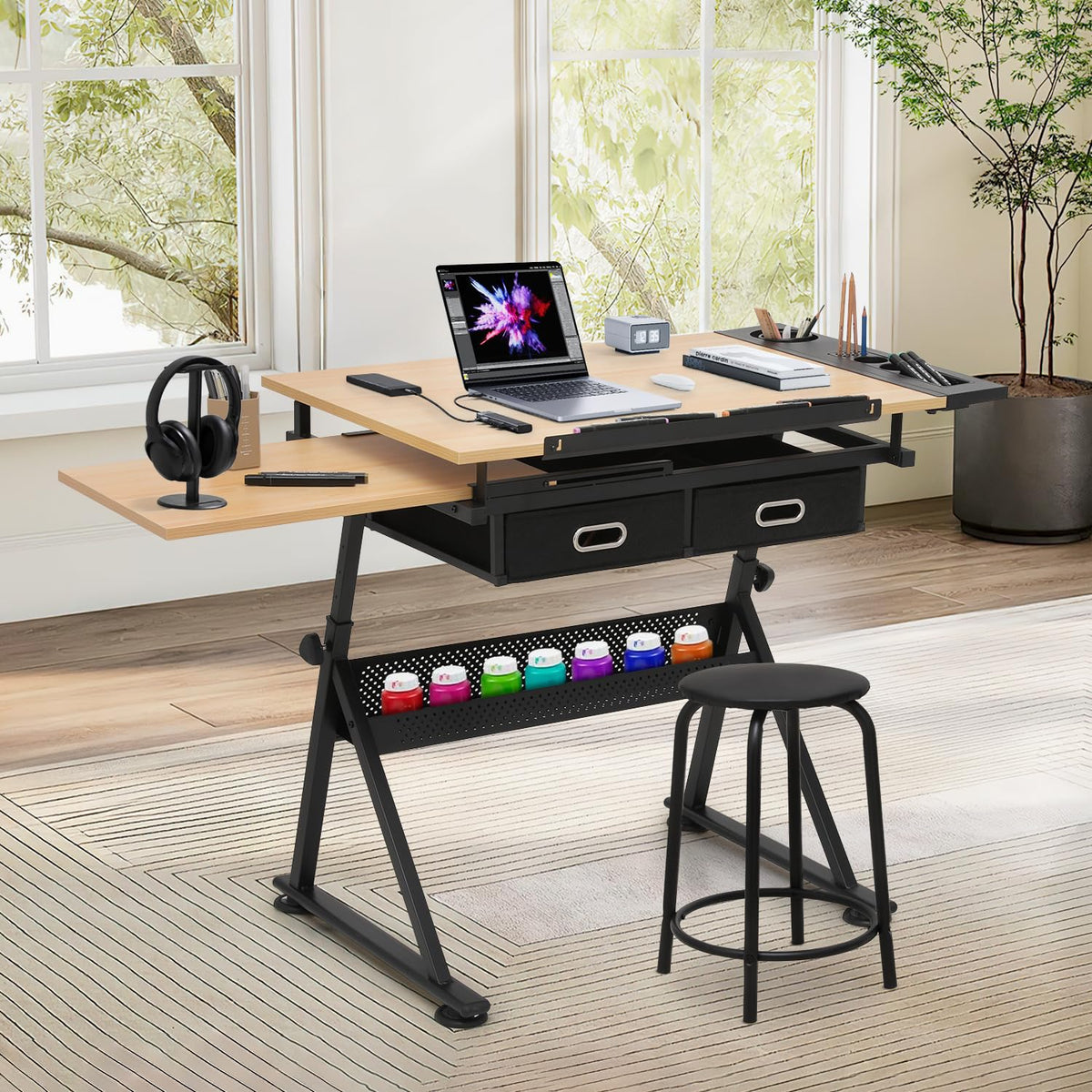 Athena Collection Professhional Drafting Table for Adults Teens, Light Grey