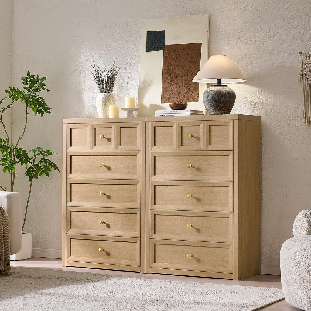 3 Drawers Nightstand Set of 2 W/Charging Station, 30.7" W King Size Bedside Table with 3 Drawers, Accent End Table W/Large Storage, Modern Wood Side Table for Bedroom,Office (2 Pieces, Gray Black)