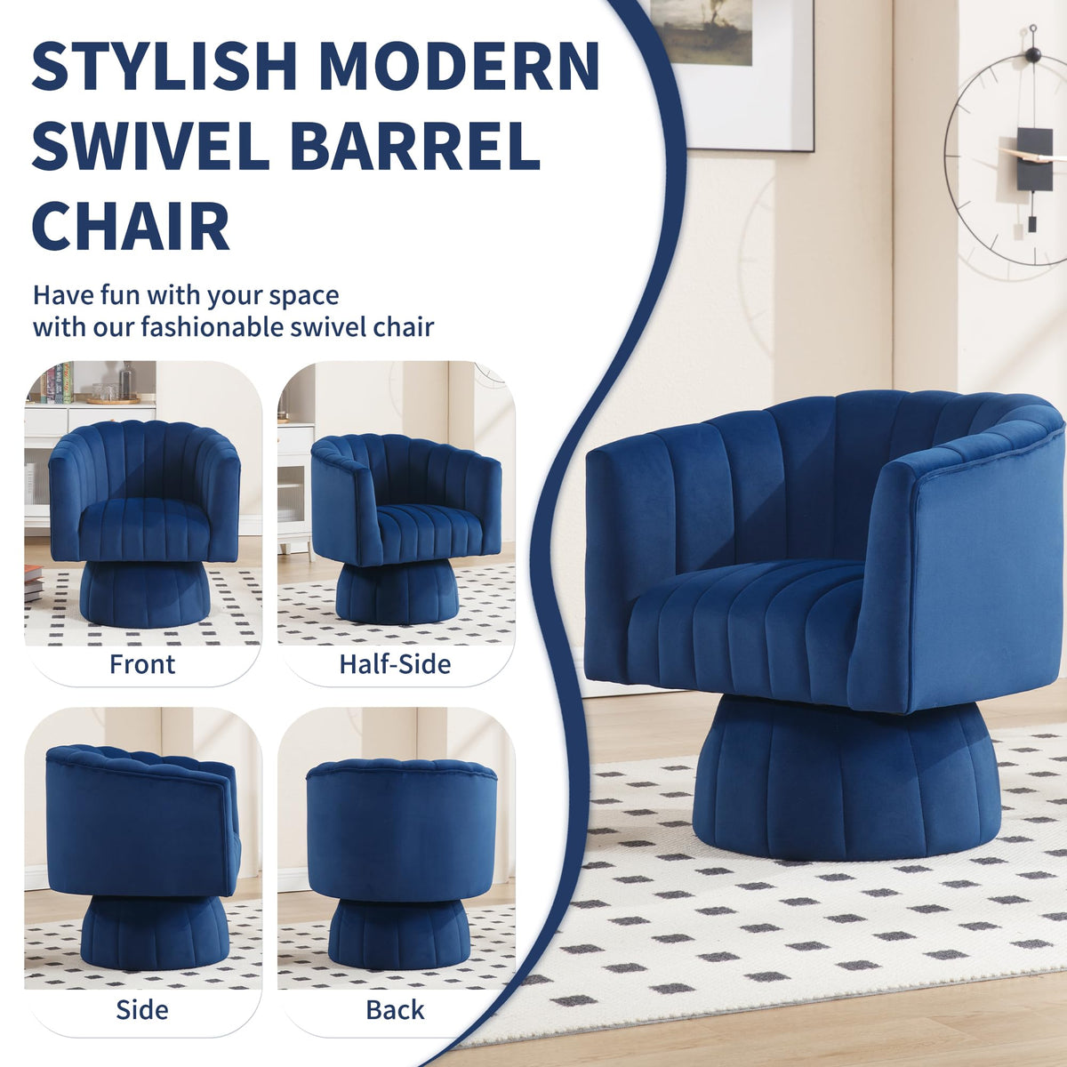 Swivel Accent Barrel Chair Set of 2, Cute Comfy Small Round 360Â° Arm Chair, Velvet Sofa Club Reading Chair for Living Room Bedroom Office Purple