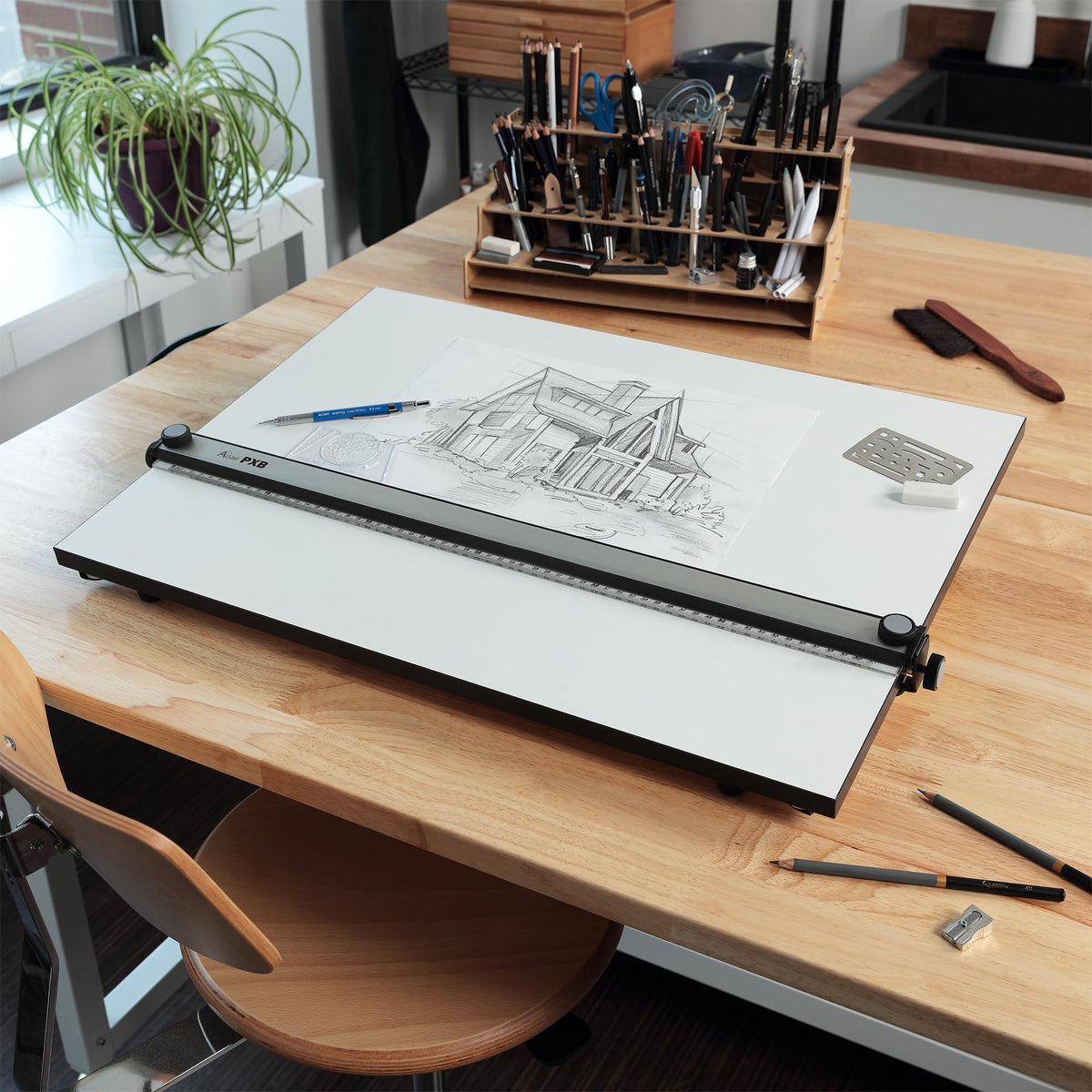 Acurit Fixed-Angled 30"x42" PXB Drawing Board with Parallel Motion Bar