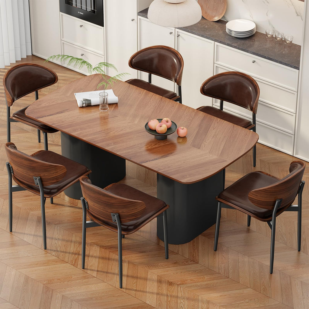 REONEY Dining Chairs Set of 4, Mid-Century Modern Kitchen Chairs, Black