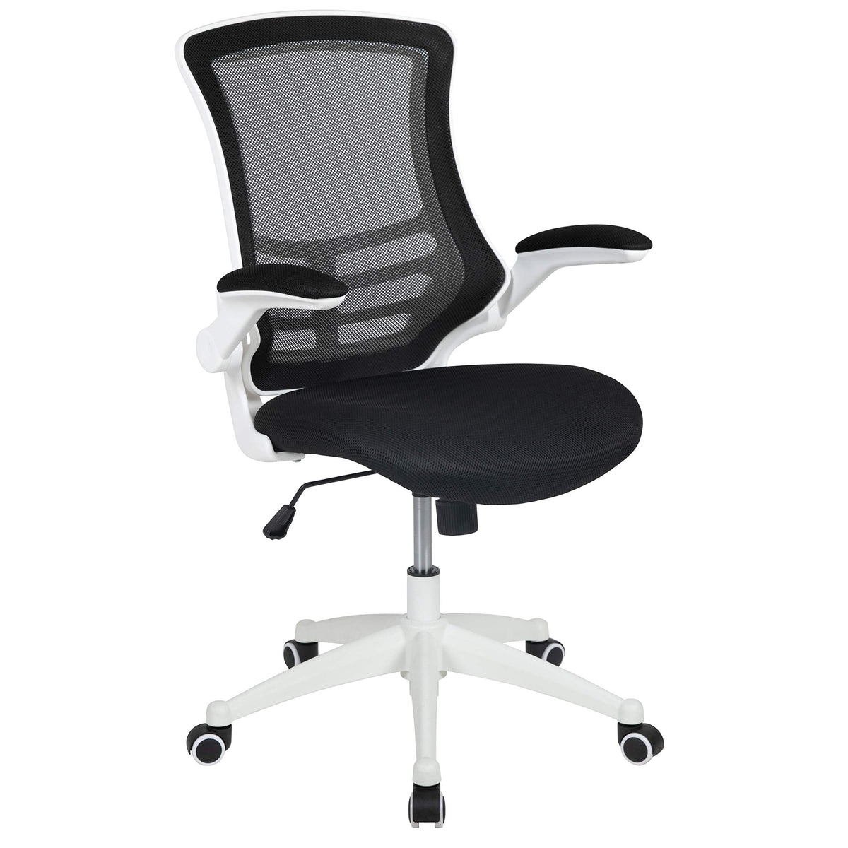Flash Furniture Set of 4 Mid-Back Swivel Ergonomic Task Office Chairs with Flip-Up Arms, Black Mesh