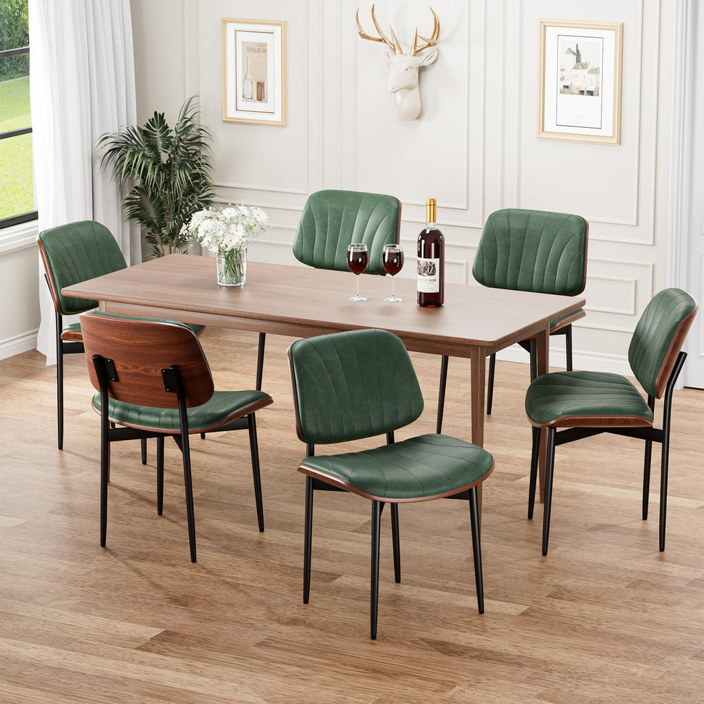 REONEY Dining Chairs Set of 4, Mid-Century Modern Kitchen Chairs, Black