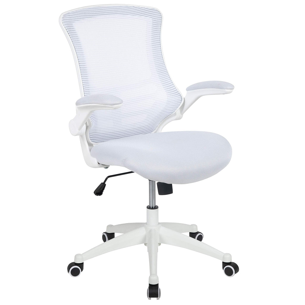 Flash Furniture Set of 4 Mid-Back Swivel Ergonomic Task Office Chairs with Flip-Up Arms, Black Mesh