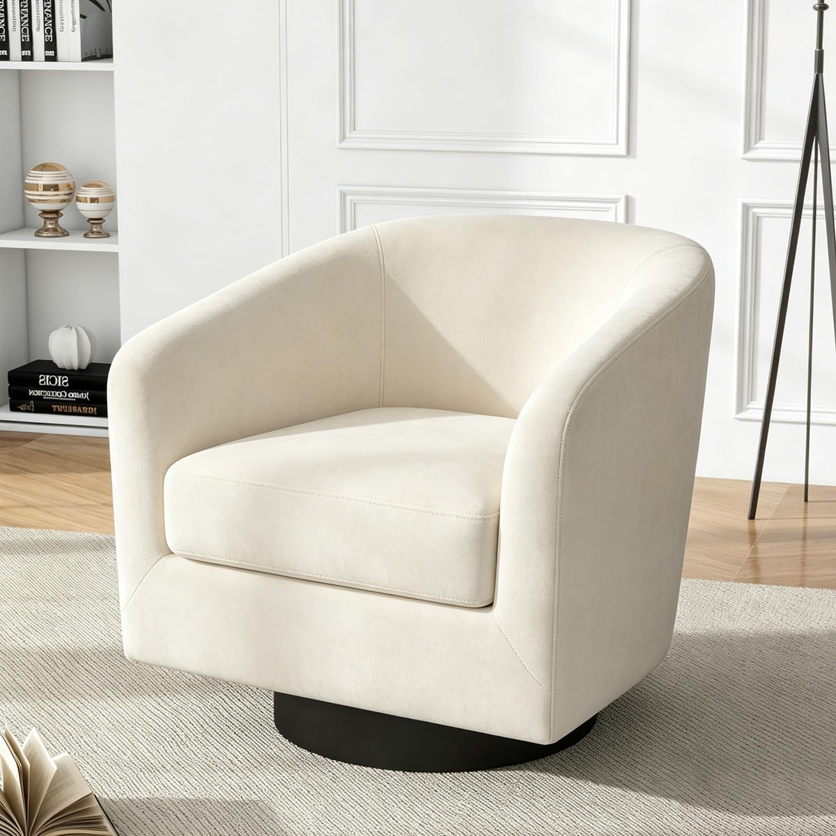 Faux Leather Swivel Accent Chairs Set of 2, Barrel Armchair, Brown