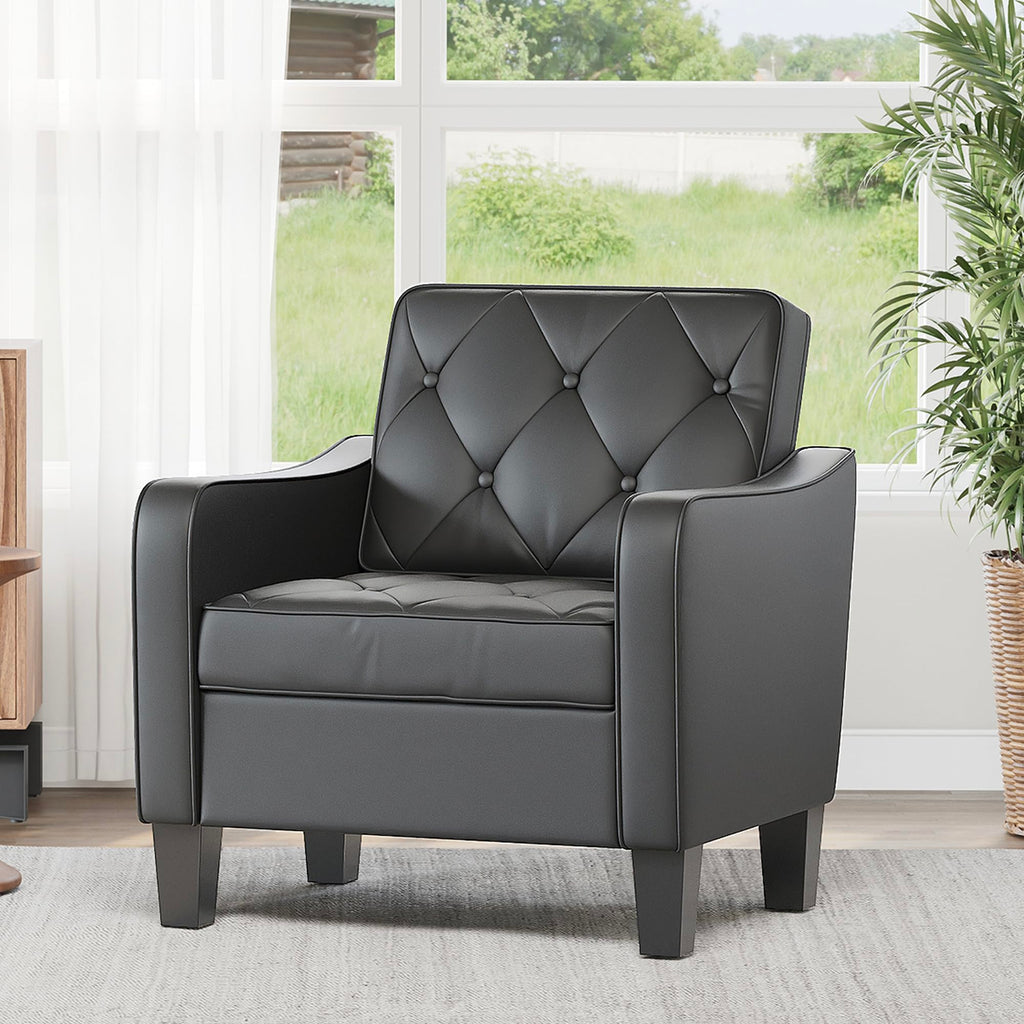 Grey Accent Chairs Set of 2, Wide Comfy Arm Chairs for Living Room, Office