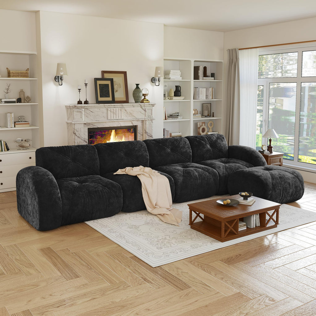 80" Sectional Modular Cloud Couch, Boneless Couch, Loveseat Red