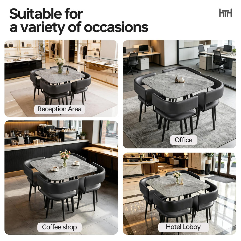 Round Sintered Stone Dining Table Set for 4