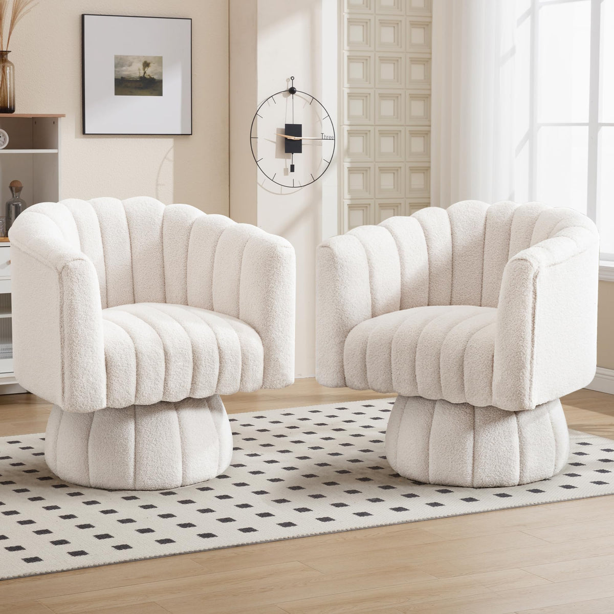 Swivel Accent Barrel Chair Set of 2, Cute Comfy Small Round 360Â° Arm Chair, Velvet Sofa Club Reading Chair for Living Room Bedroom Office Purple