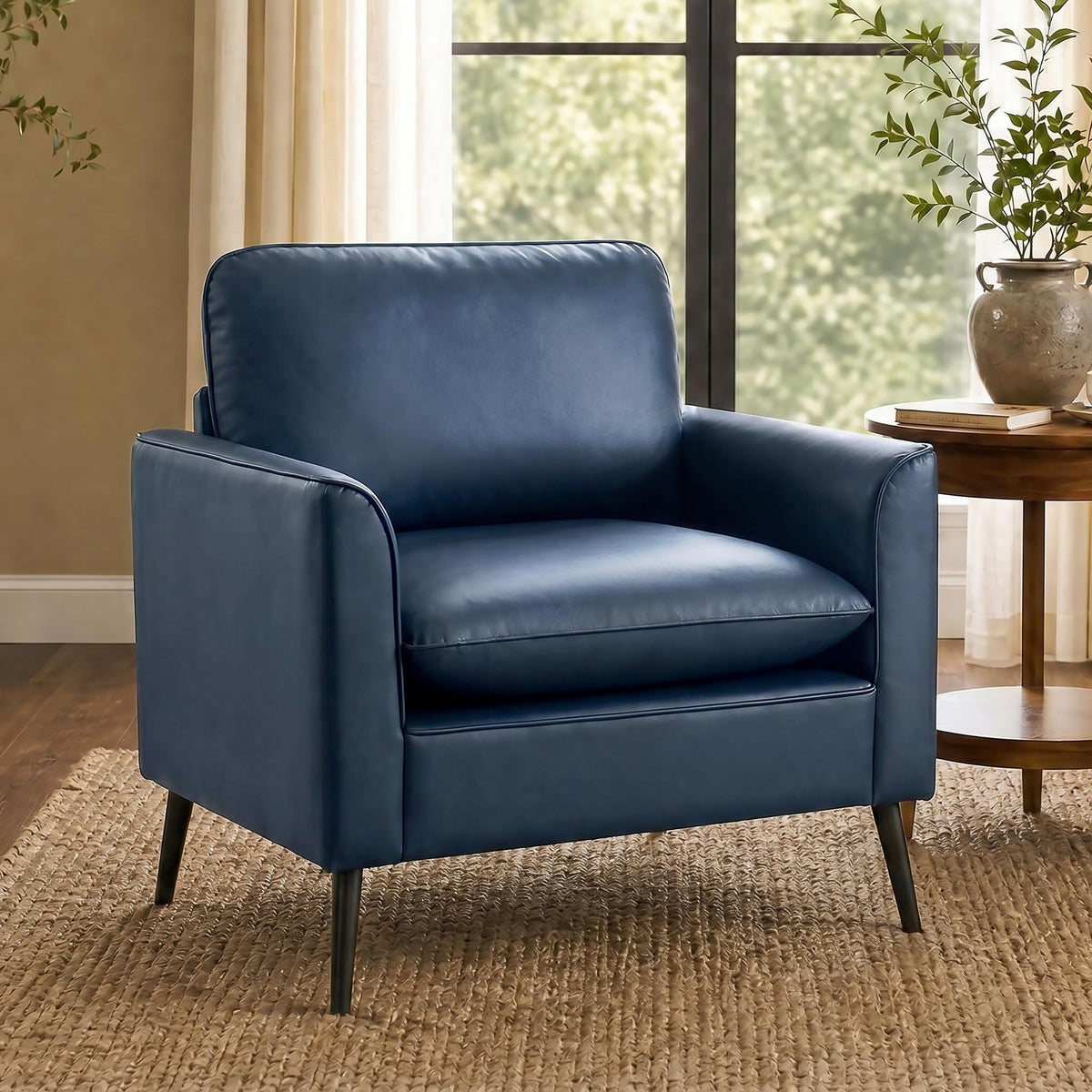 TYBOATLE Accent Chairs Set of 2, Faux Leather Arm Chairs (Grey, 2)