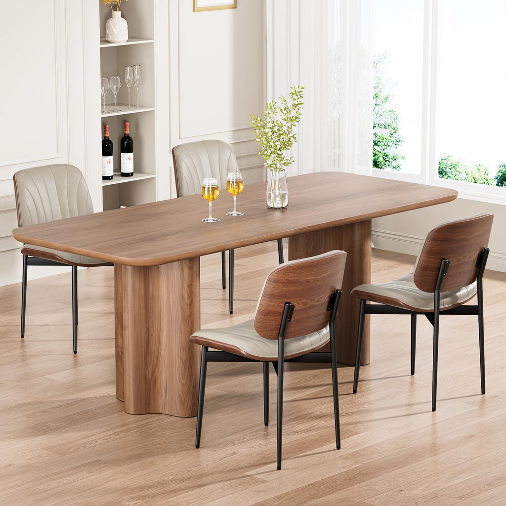 REONEY Dining Chairs Set of 4, Mid-Century Modern Kitchen Chairs, Black