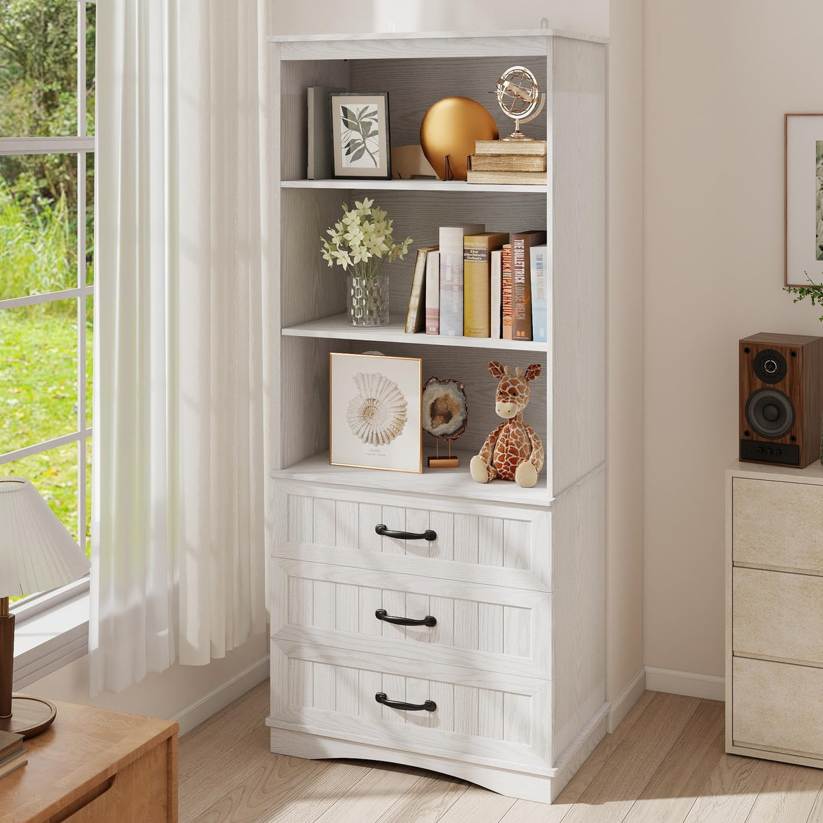 Gizoon 70'' Tall Bookcase Set of 2 with 3 Drawersï¼White
