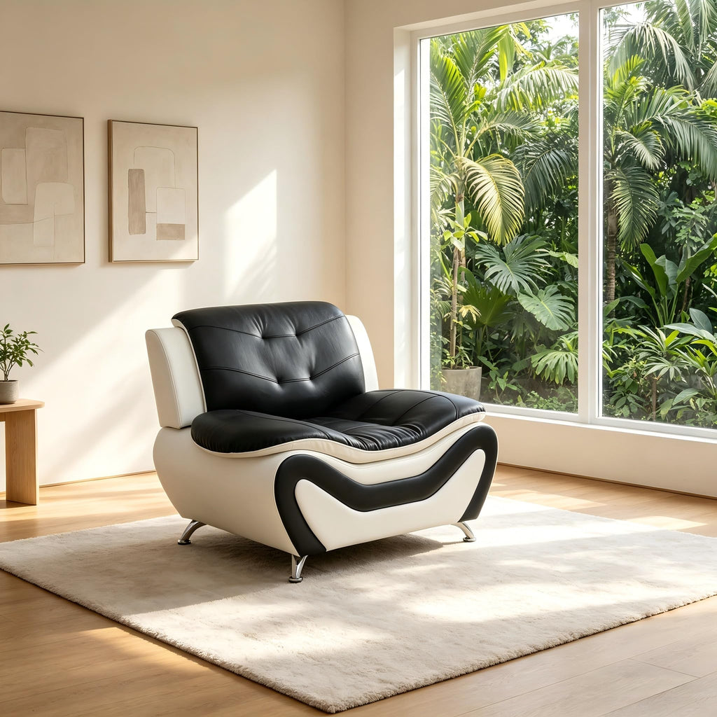 Creamy White Living Room Furniture Set, 2-Piece Modern Faux Leather Couches for Home, Living Room Sofa Sets, 3-Seater Sofa and Loveseat with Metal Feet, Couch Set for Bedroom, Hotel, Office