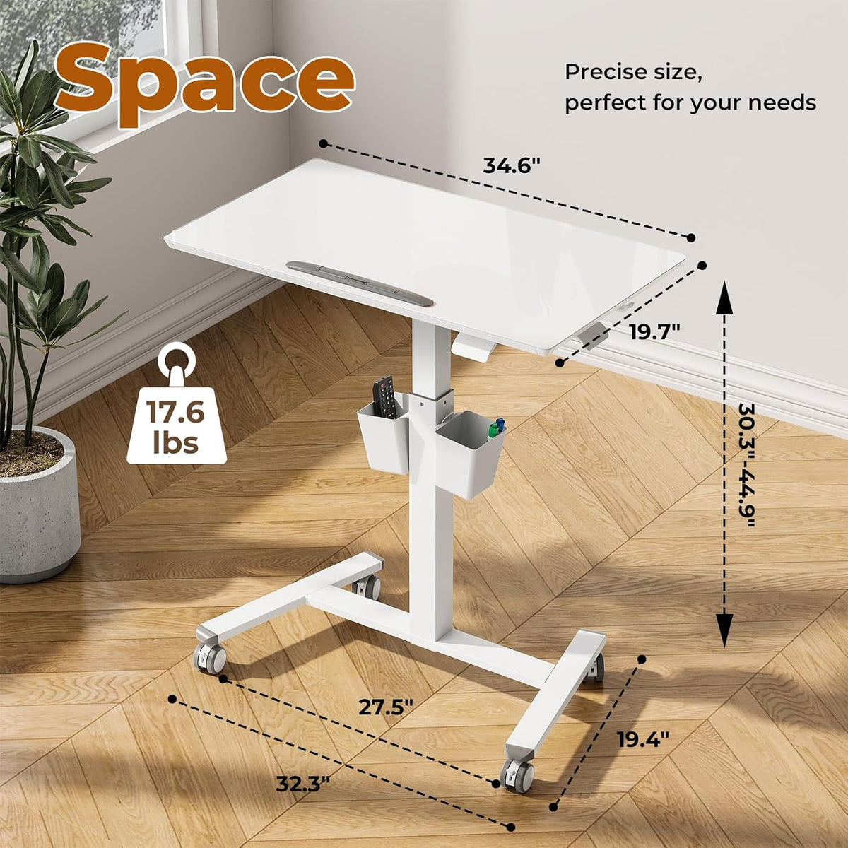 35" Tempered Glass Whiteboard, Small Foldable Standing Desk
