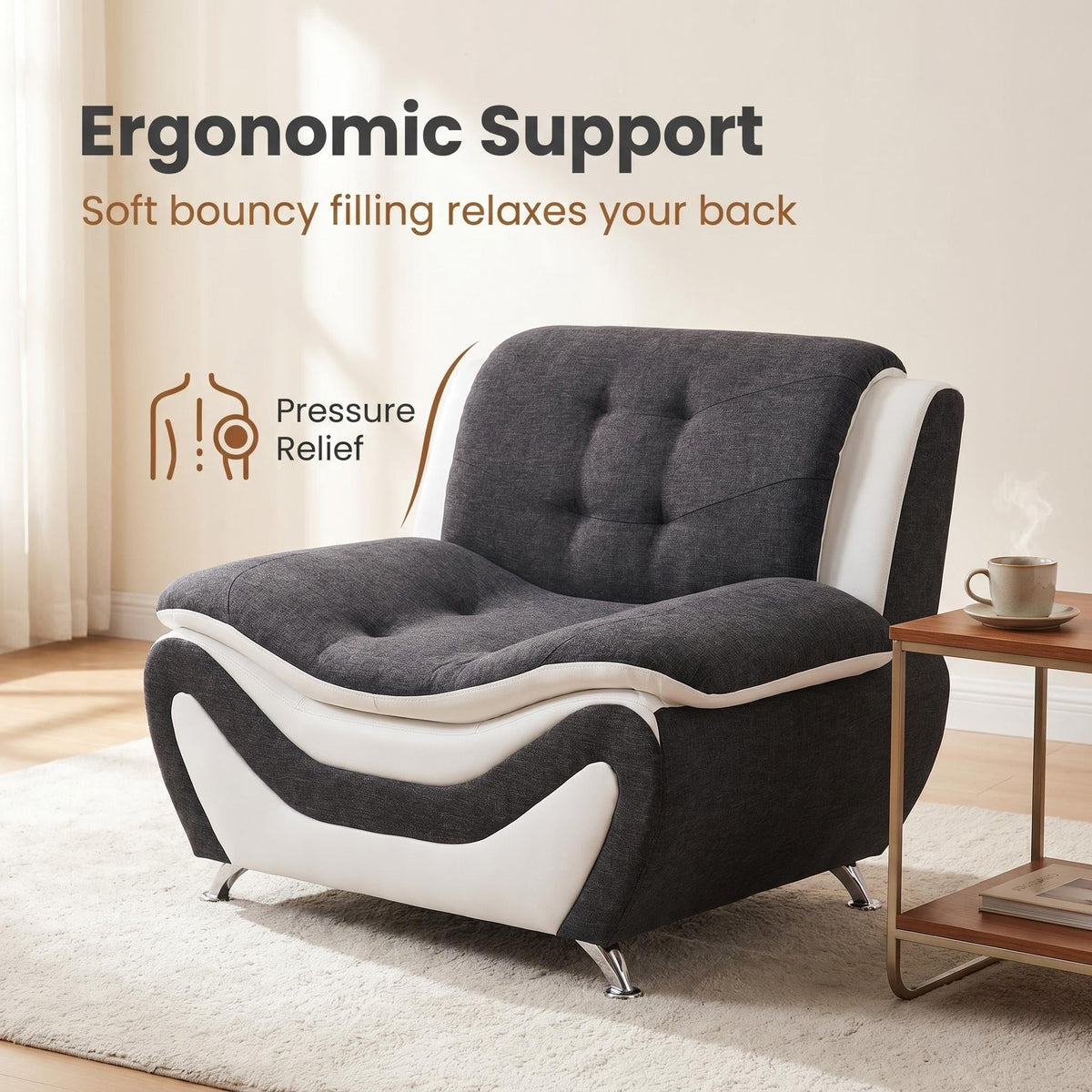 Modern Faux Leather Sofa Set â 3-Piece Living Room Couch with Chrome Legs & Padded Armrests â Includes 1-Seater, 2-Seater & 3-Seater â Contemporary Lounge Furniture for Home & Office (Brown)