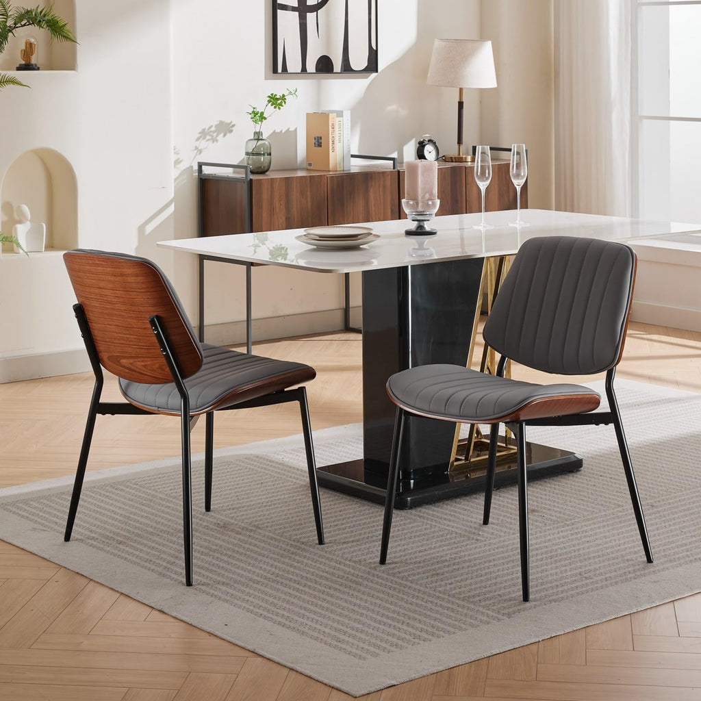 REONEY Dining Chairs Set of 4, Mid-Century Modern Kitchen Chairs, Black
