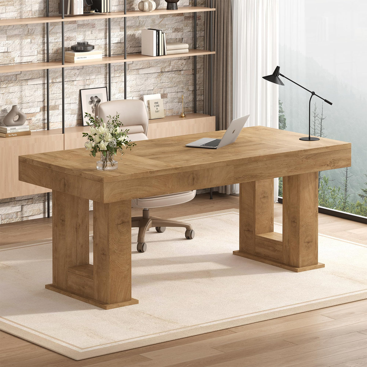 63 inch Rectangular Executive Desk with Spacious Desktop