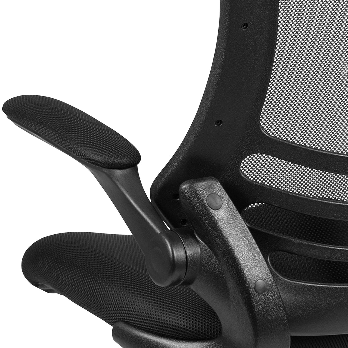 Flash Furniture Set of 4 Mid-Back Swivel Ergonomic Task Office Chairs with Flip-Up Arms, Black Mesh