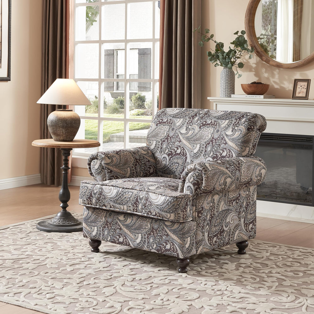 Modern Farmhouse Loveseat Sofa, Chenille Upholstery with Nailhead Trim, Small Couch for Living Room, Bedroom, Office, or Apartment, Includes 4 Accent Pillows