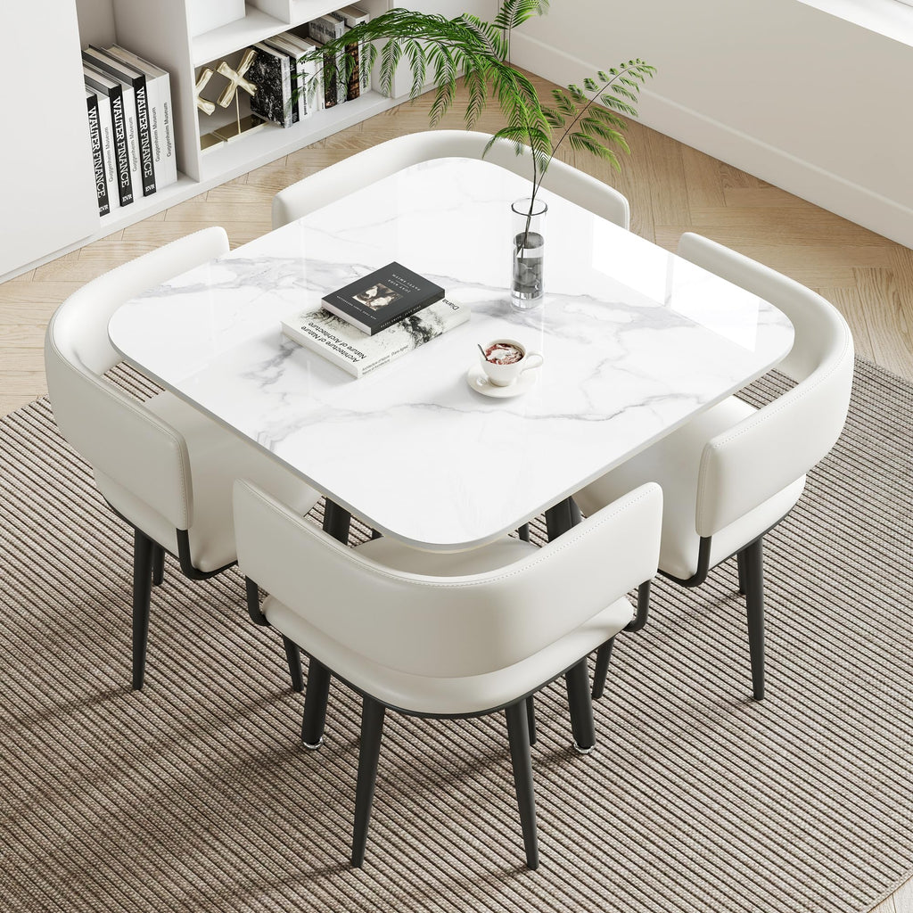 Round Sintered Stone Dining Table Set for 4