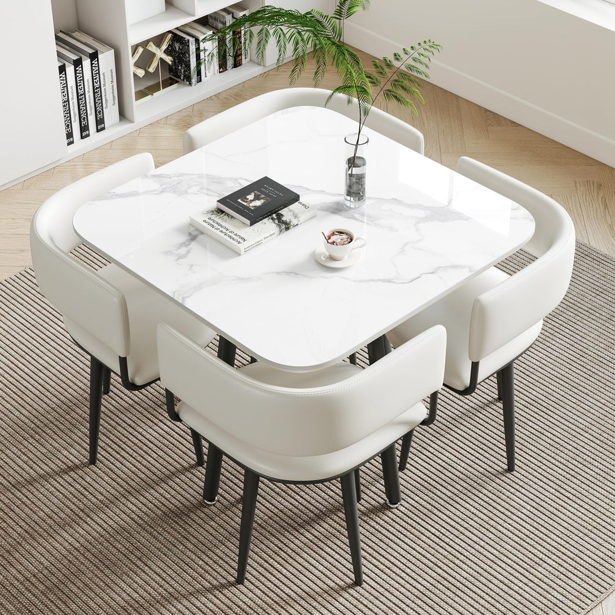 Round Sintered Stone Dining Table Set for 4
