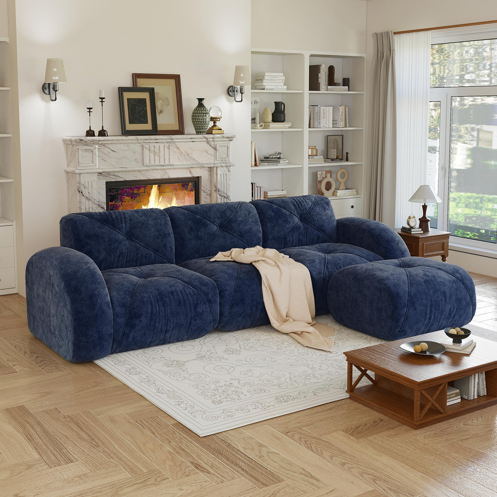 80" Sectional Modular Cloud Couch, Boneless Couch, Loveseat Red
