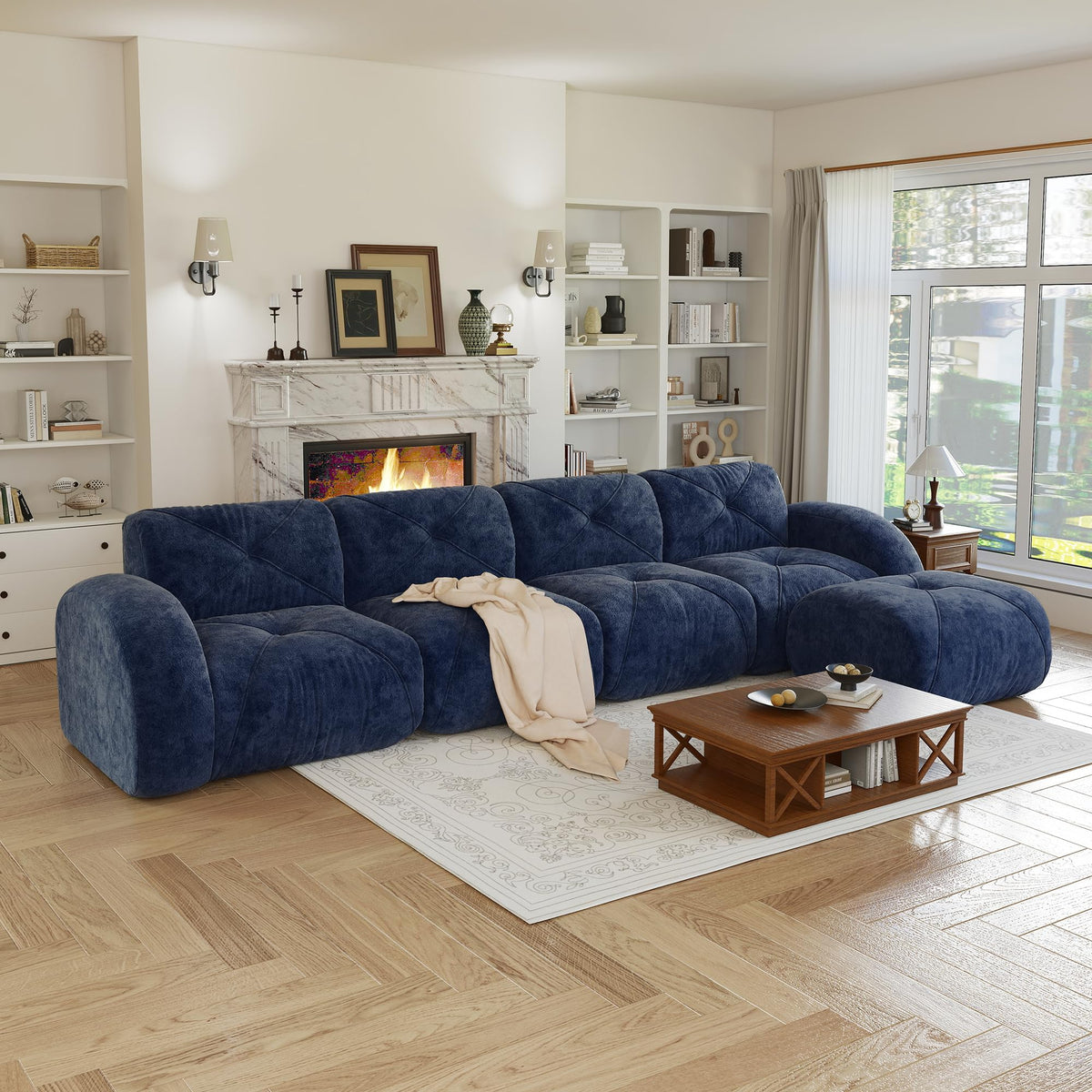 80" Sectional Modular Cloud Couch, Boneless Couch, Loveseat Red