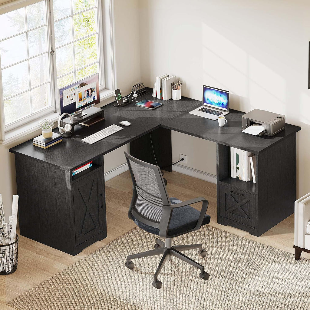YITAHOME L Shaped Desk with Power Outlets