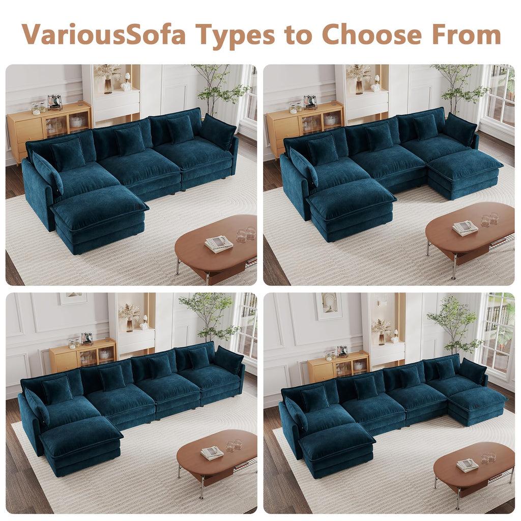 mikibama Luxury 2 Piece Loveseat Couch & Sofa Armchair Set, Modern Upholstered Chenille Cloud Couches Set Furniture with 5 Pillow for Living Room Bedroom Office Apartment, Evergreen