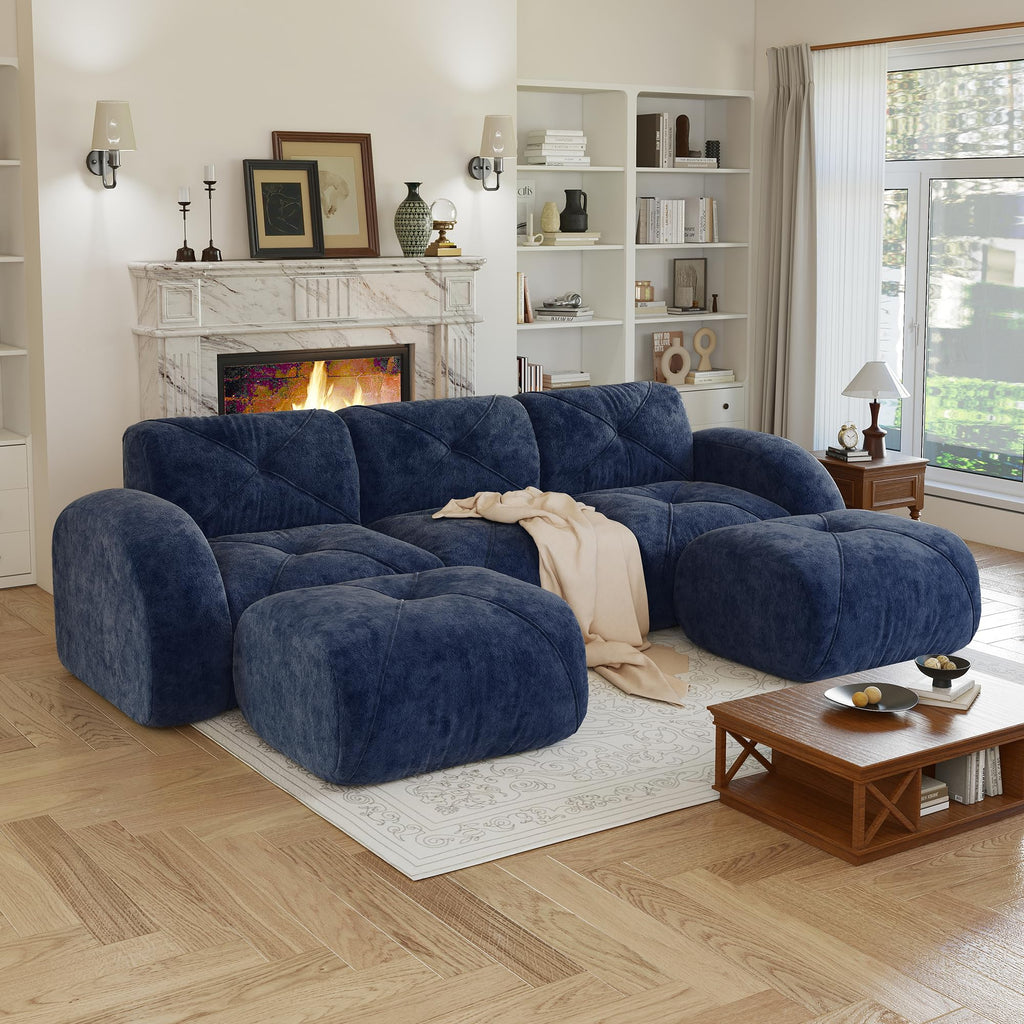 80" Sectional Modular Cloud Couch, Boneless Couch, Loveseat Red