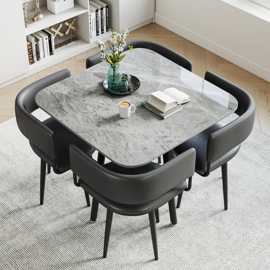 Round Sintered Stone Dining Table Set for 4