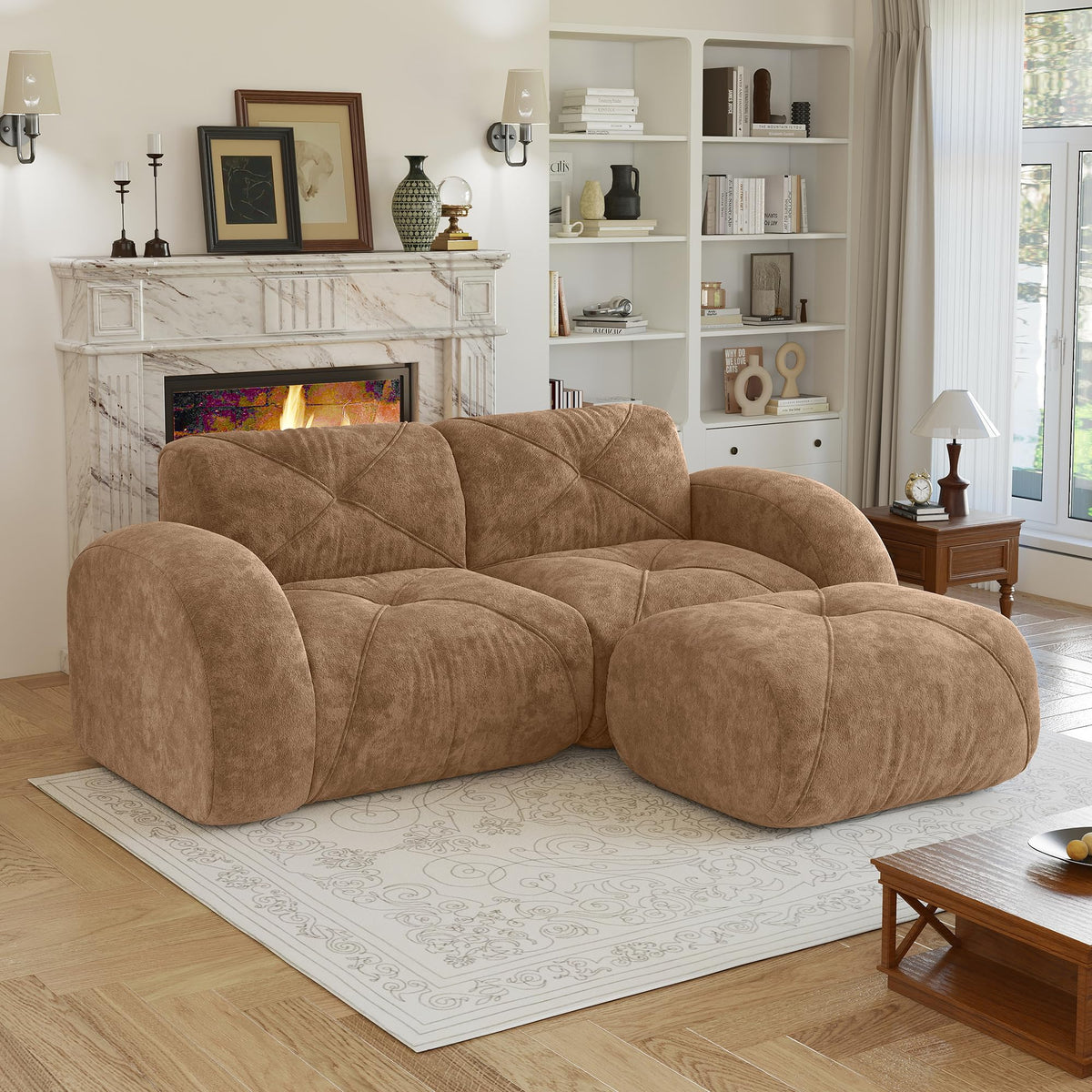 80" Sectional Modular Cloud Couch, Boneless Couch, Loveseat Red