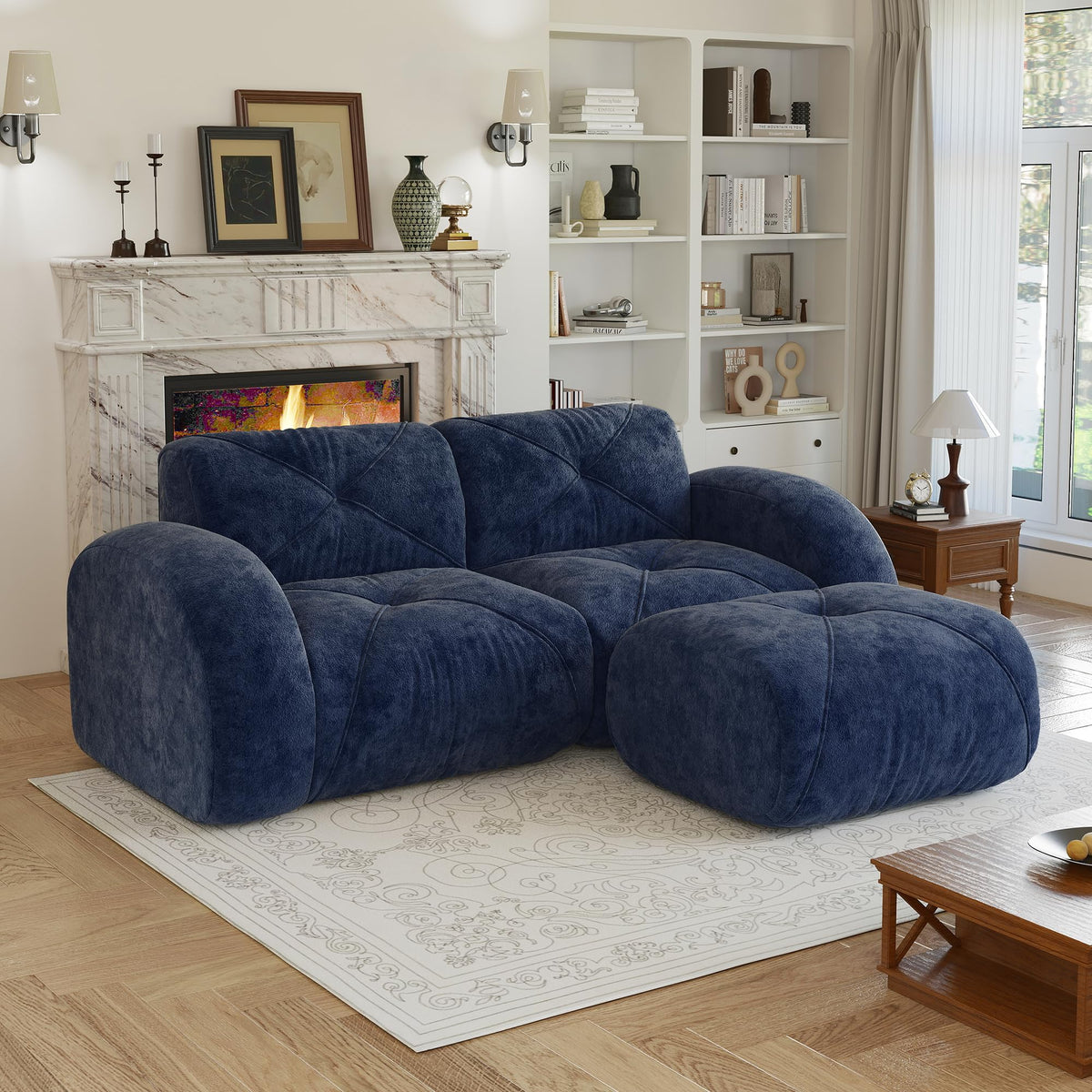 80" Sectional Modular Cloud Couch, Boneless Couch, Loveseat Red
