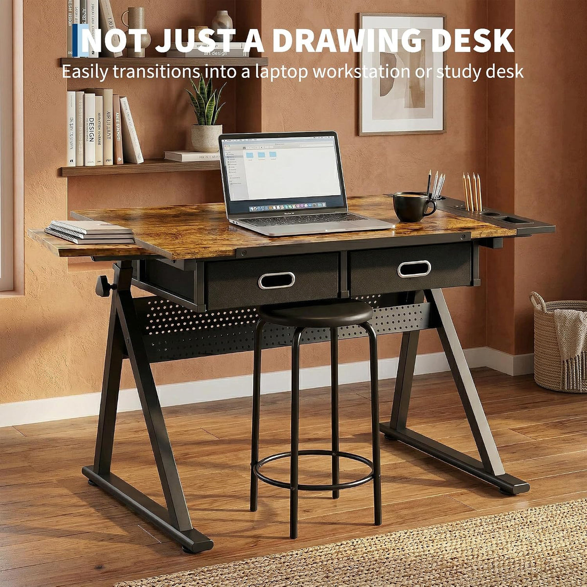 Garvee Height Adjustable Drafting Table, 0-75Â°Tilting Drawing Desk