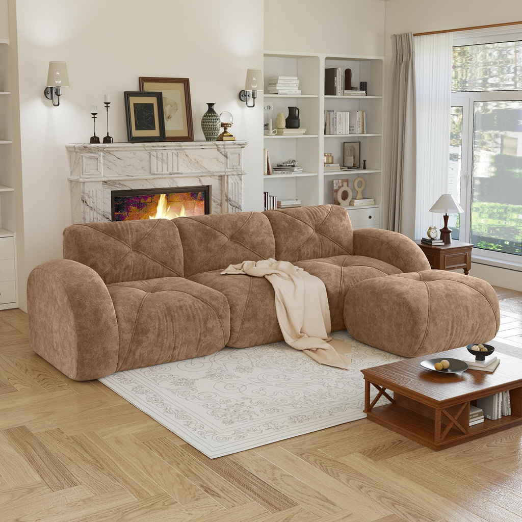 80" Sectional Modular Cloud Couch, Boneless Couch, Loveseat Red