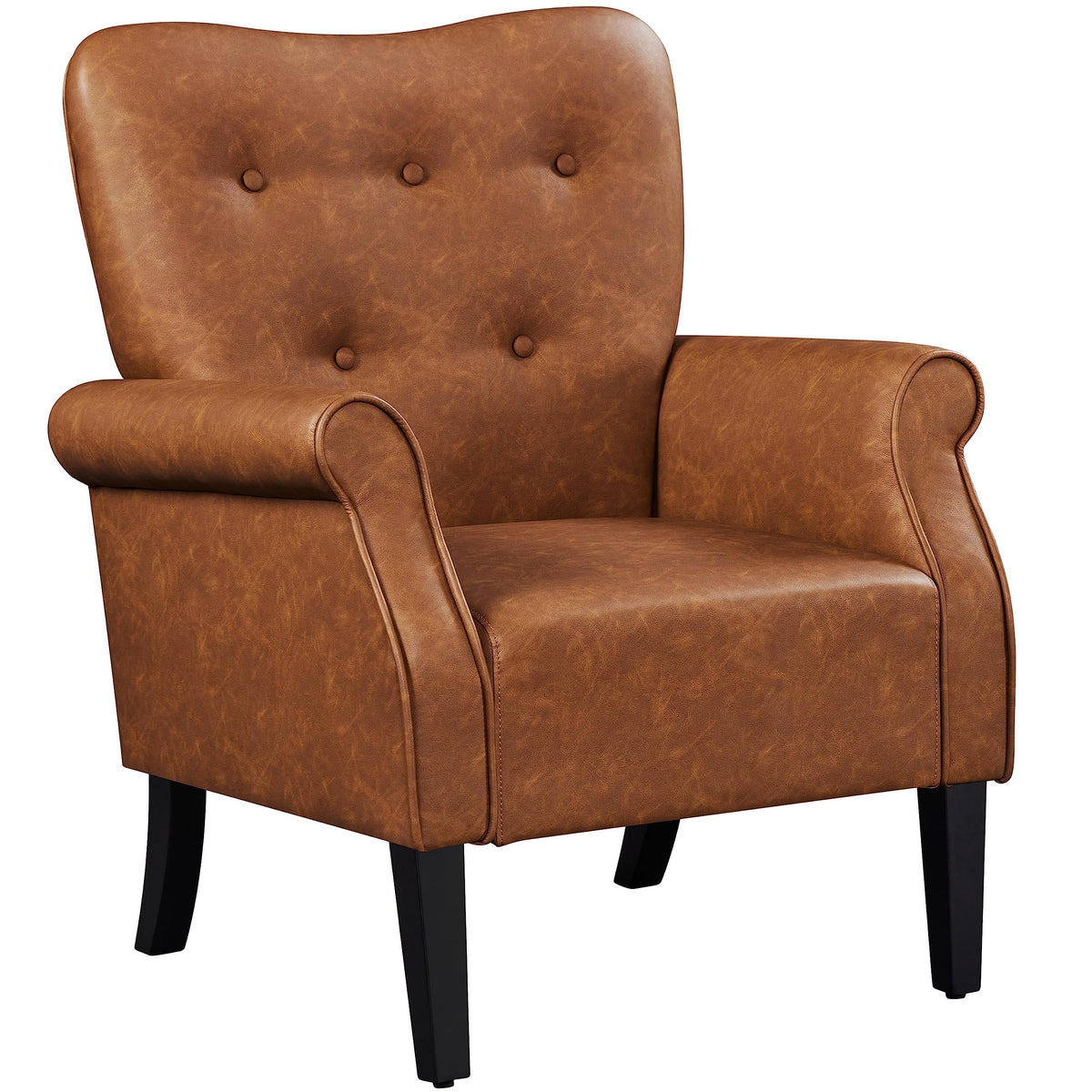 Yaheetech High Back Accent Chair Set of 2 with Rolled Arms, Navy Blue