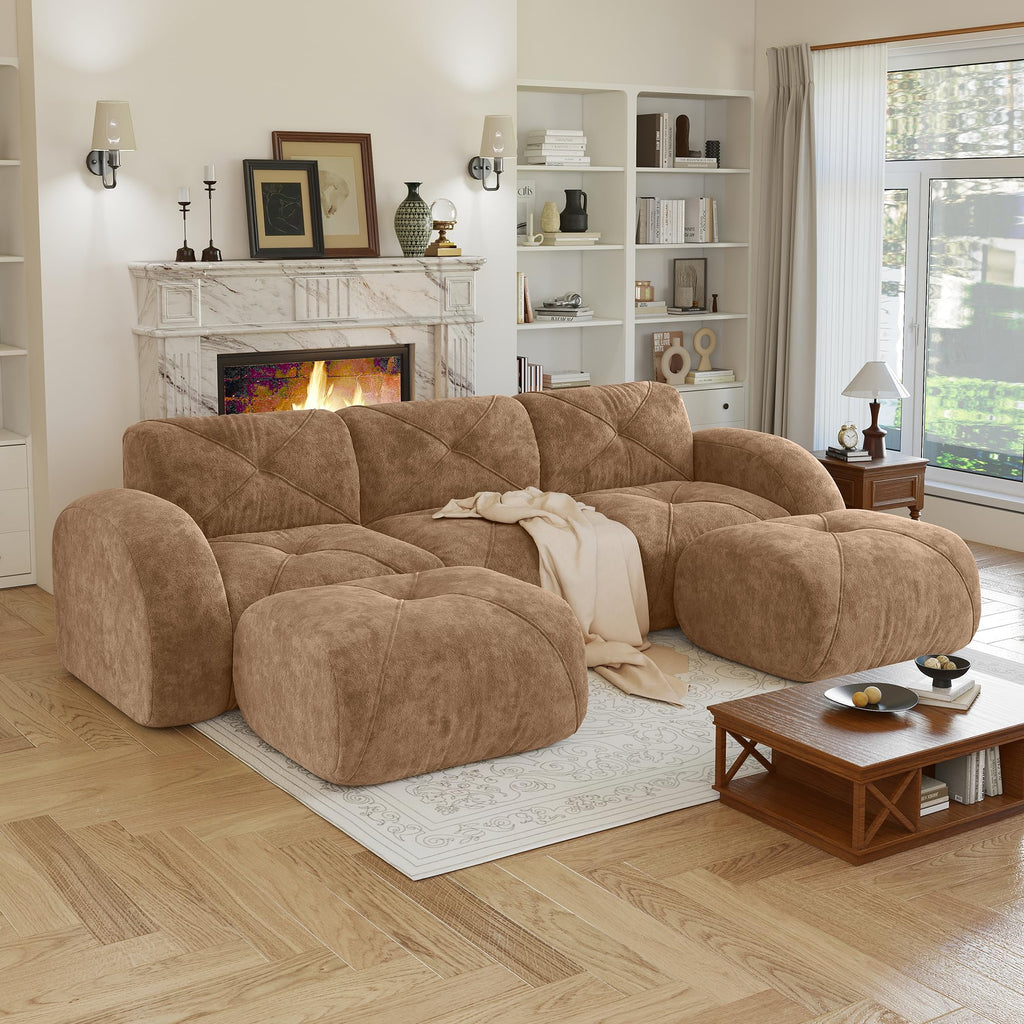 80" Sectional Modular Cloud Couch, Boneless Couch, Loveseat Red